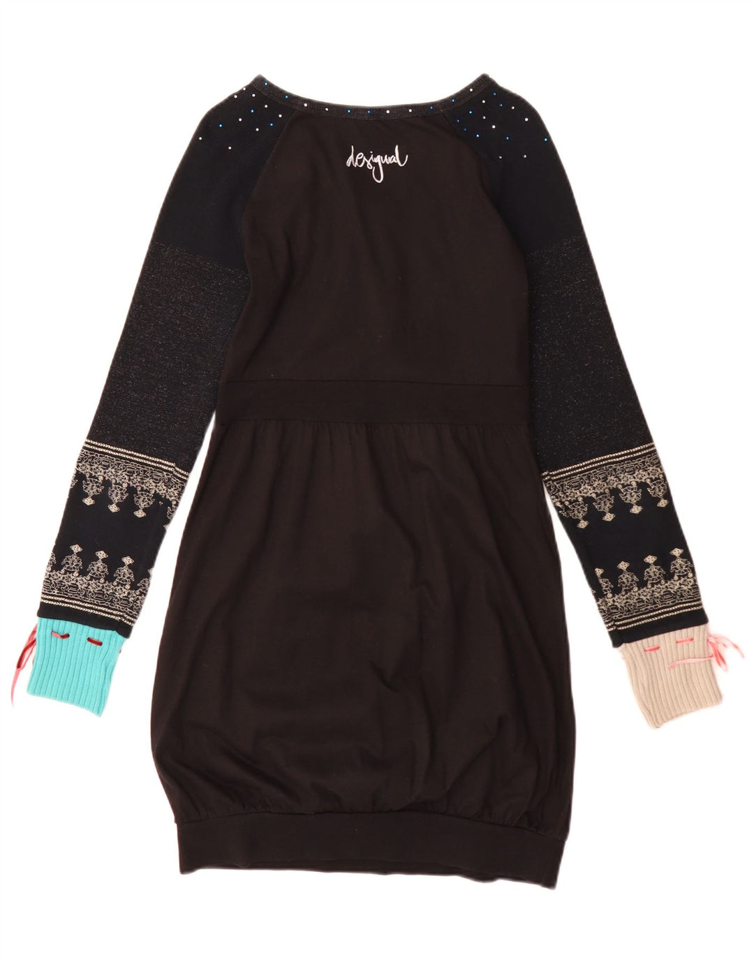 Женское платье Desigual с длинным рукавом UK 12, средний черный с геометрическим рисунком