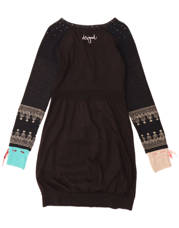 Женское платье Desigual с длинным рукавом UK 12, средний черный с геометрическим рисунком