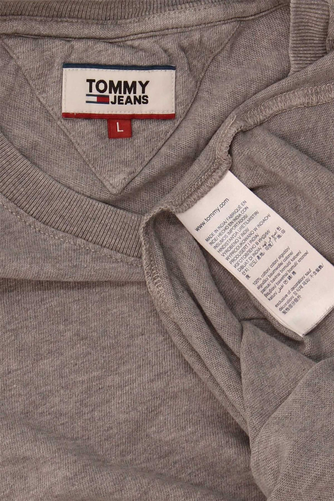 TOMMY HILFIGER Mens T-Shirt Top Large Grey Cotton