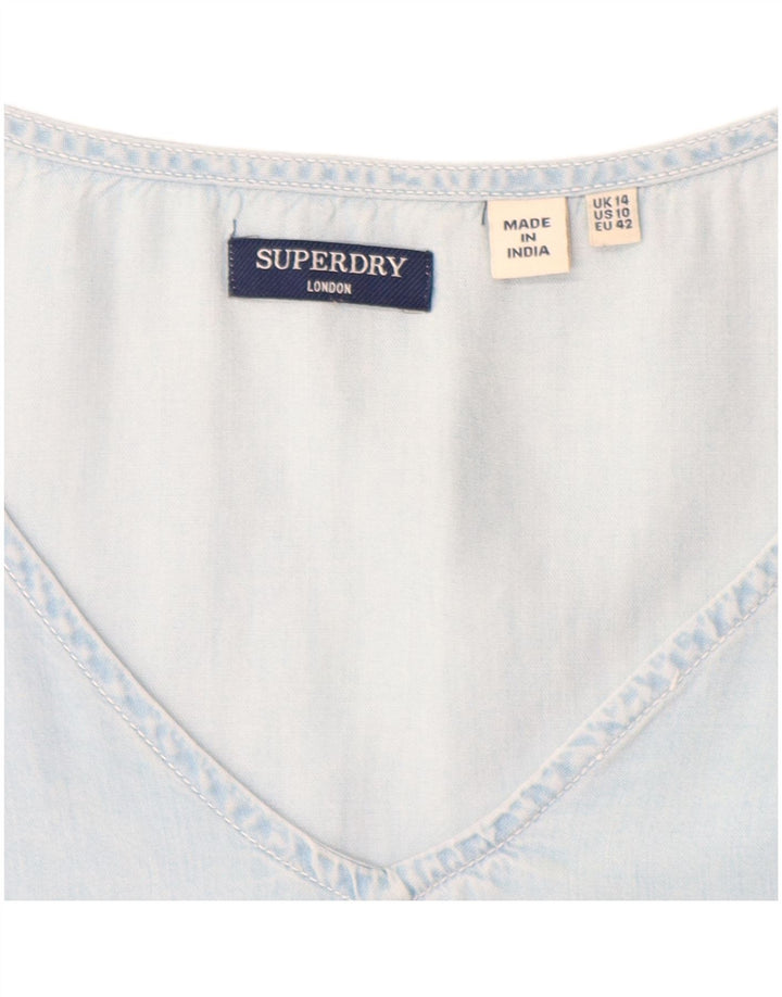 SUPERDRY Женское платье А-силуэта UK 14, средний синий лиоцелл