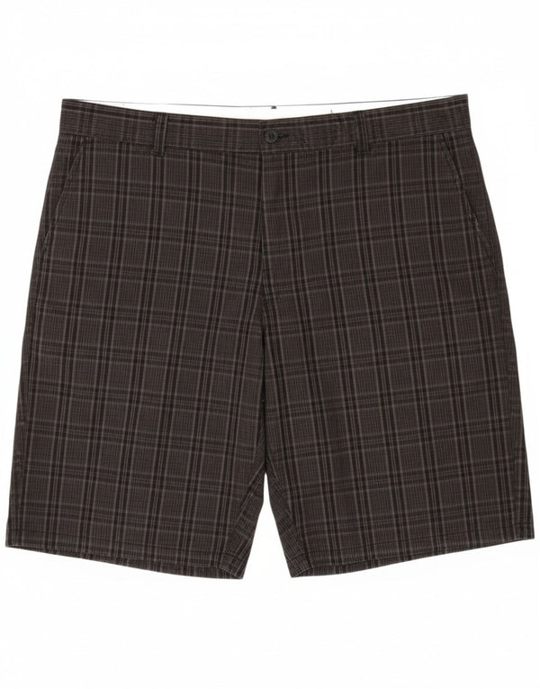 DICKIES Mens Regular Fit Cargo Shorts W46 3XL Grey Check Cotton