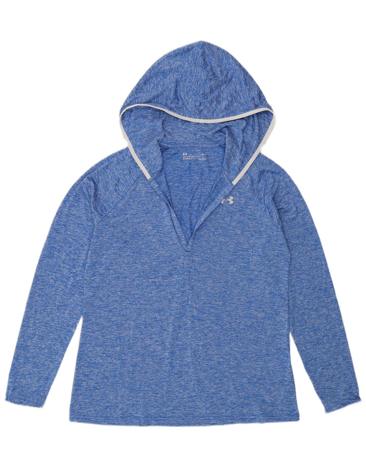 Женский топ с капюшоном Under Armour с длинным рукавом, Великобритания 16, большой синий полиэстер
