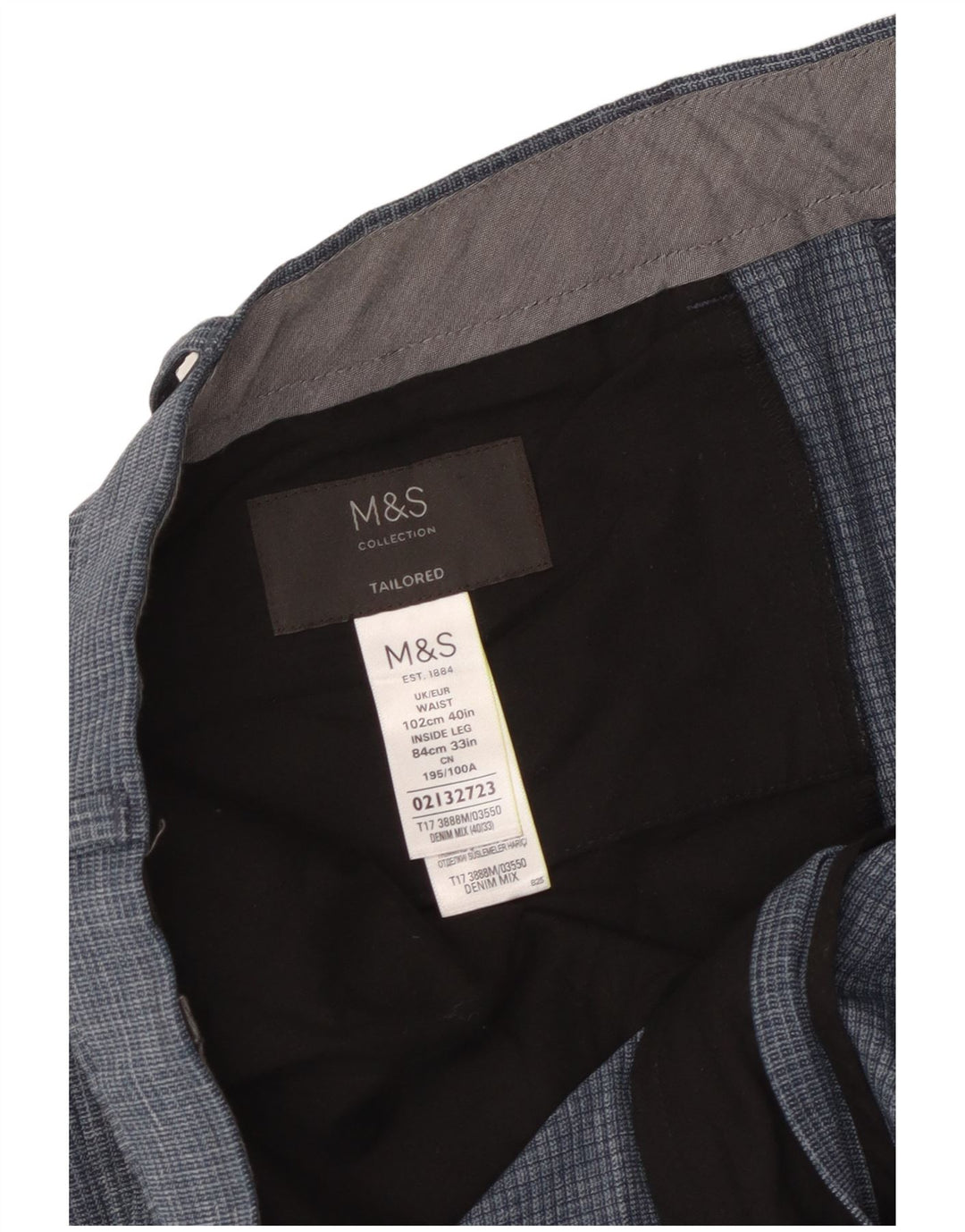 Мужские зауженные брюки Marks & Spencer W40 L33 в синюю клетку