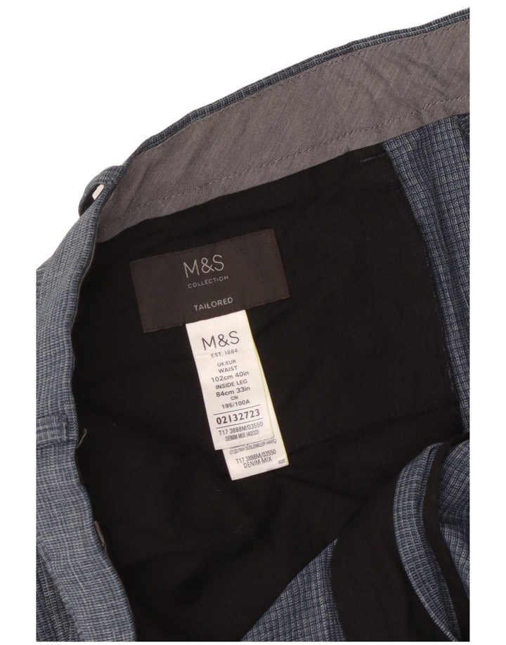 Мужские зауженные брюки Marks & Spencer W40 L33 в синюю клетку