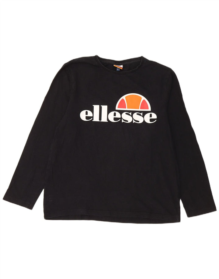 Мужской топ Ellesse с длинным рукавом и рисунком, большой черный хлопок