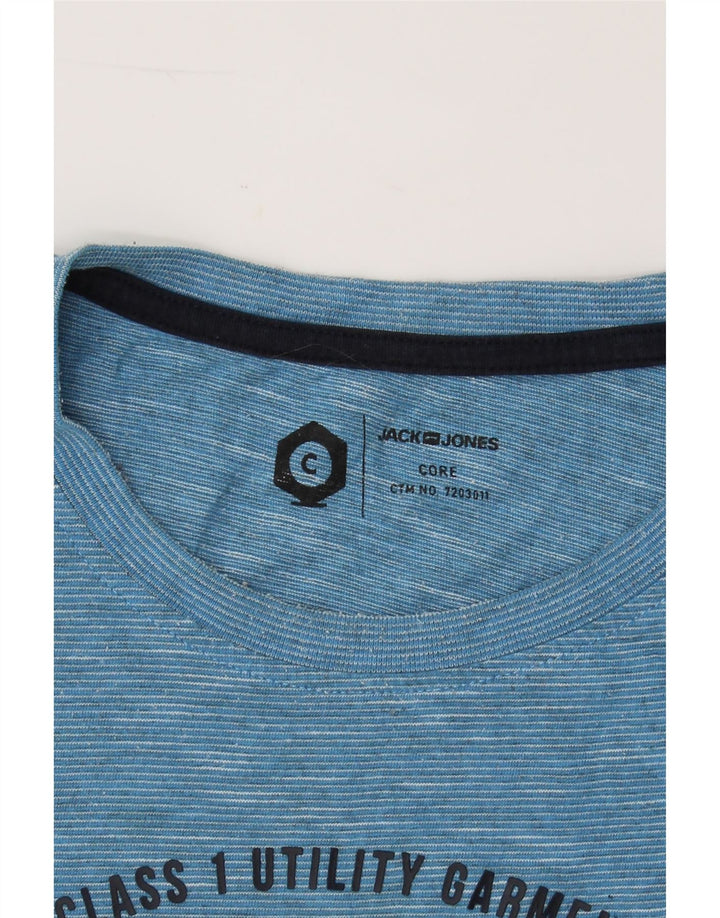 JACK & JONES Mens Graphic T-Shirt Top Medium Blue Flecked Cotton Vintage Jack & Jones and Second-Hand Jack & Jones from Messina Hembry 
