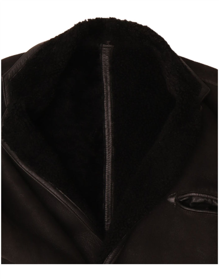 Винтажная мужская короткая дубленка UK 40, большая черная