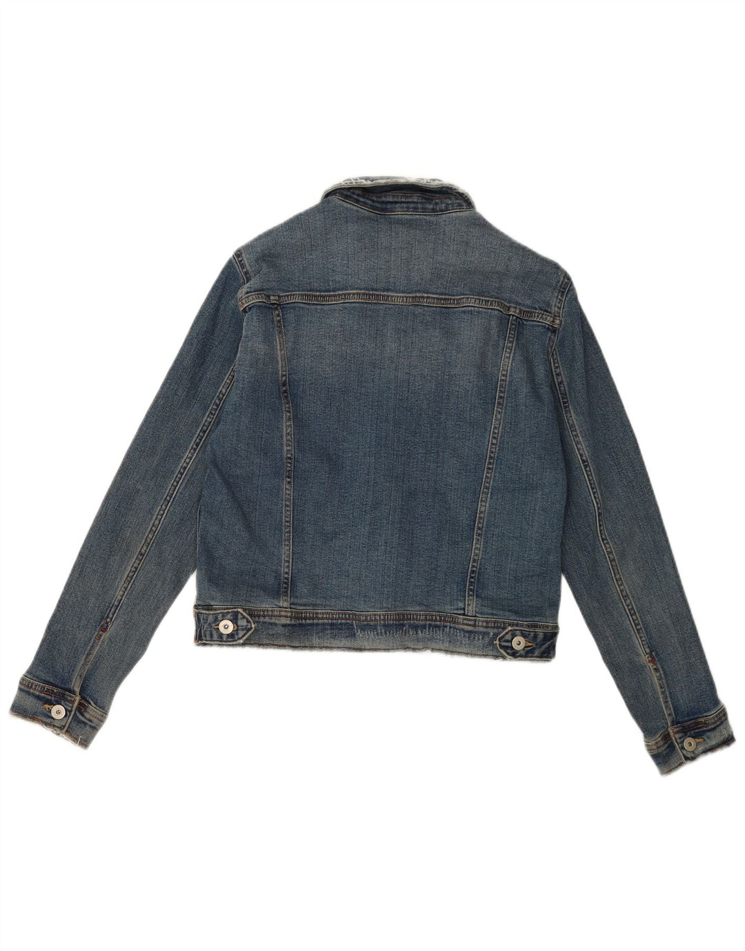 Женская укороченная джинсовая куртка Zara UK 16, большой синий хлопок
