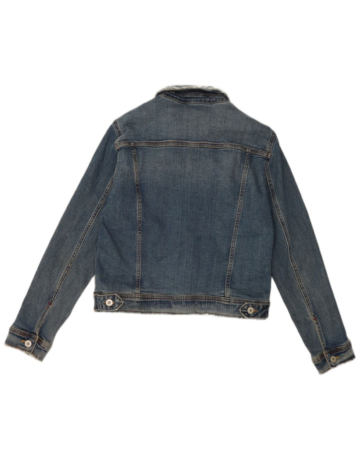 Женская укороченная джинсовая куртка Zara UK 16, большой синий хлопок