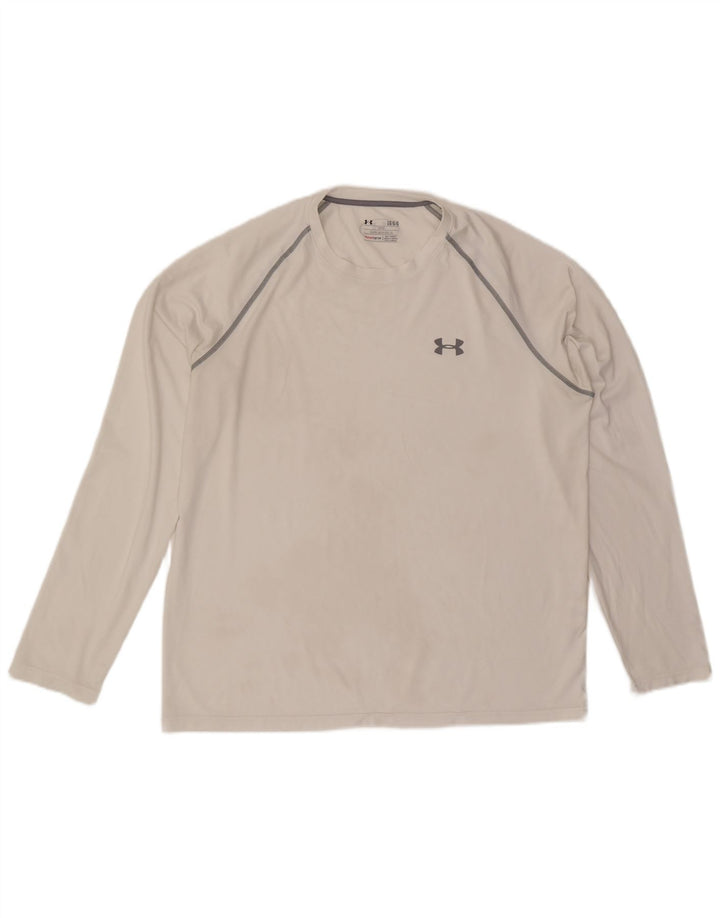 Мужской топ Under Armour Heat Gear, большой белый полиэстер с длинными рукавами