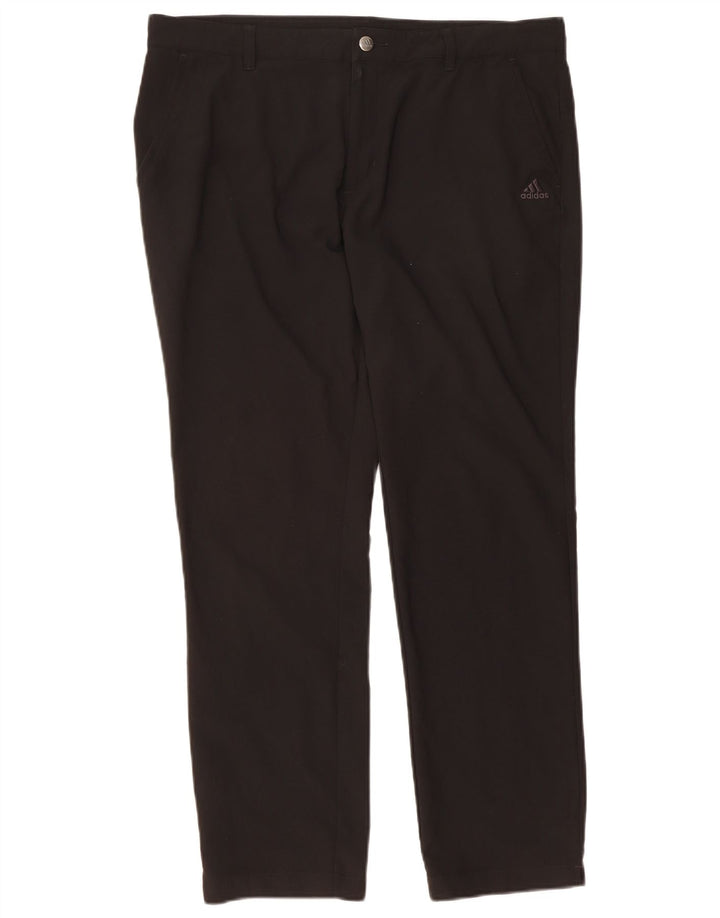 ADIDAS Mens Slim Chino Trousers W38 L32 Black Polyester