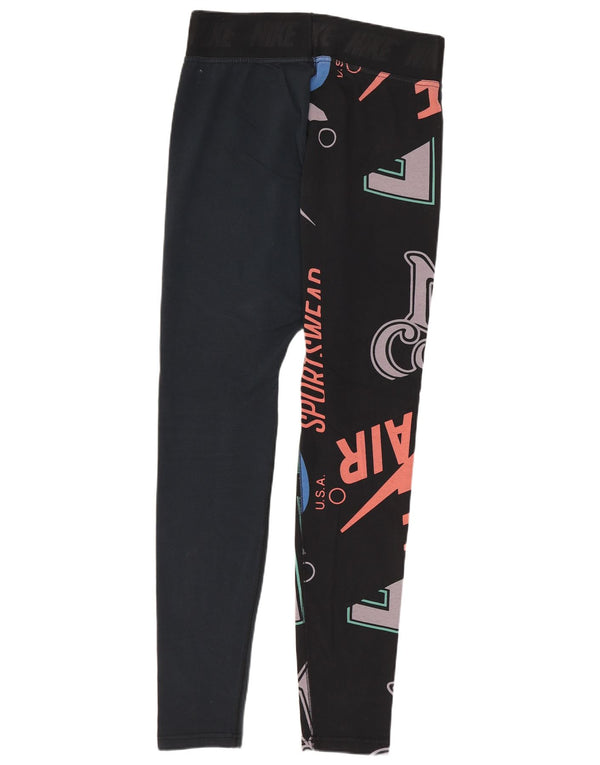 Женские леггинсы с рисунком Nike UK 12, хлопковые, средние, черные