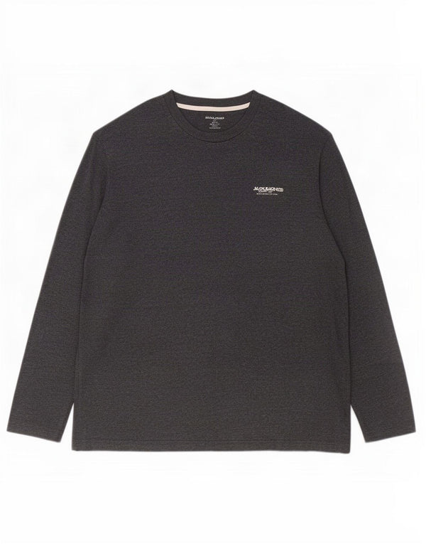 Мужской топ Jack & Jones с длинным рукавом 2XL, серый хлопок