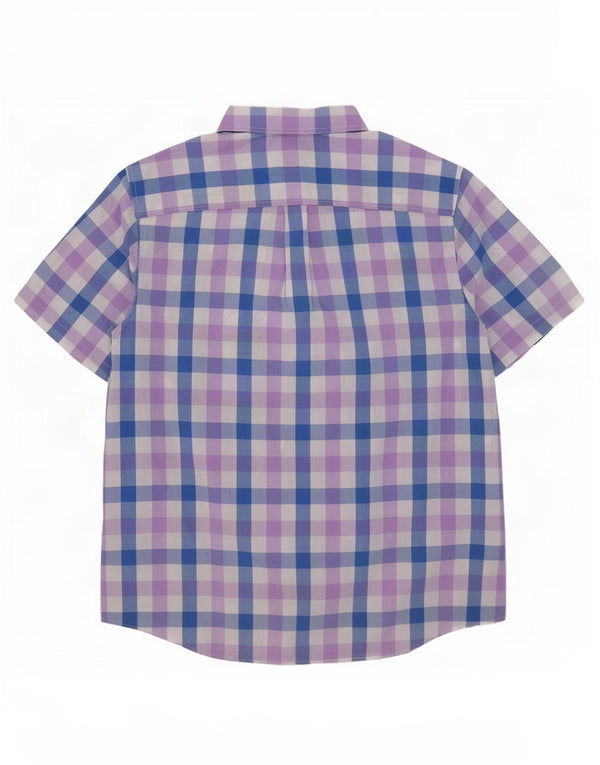 Мужская рубашка с коротким рукавом Chaps Easy Care, 2XL, синяя, хлопок в мелкую клетку