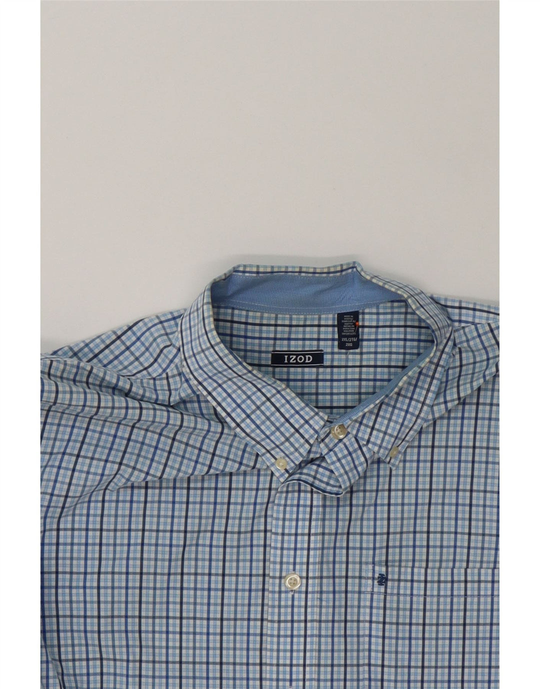 IZOD Mens Shirt 2XL Blue Check Cotton Vintage Izod and Second-Hand Izod from Messina Hembry 