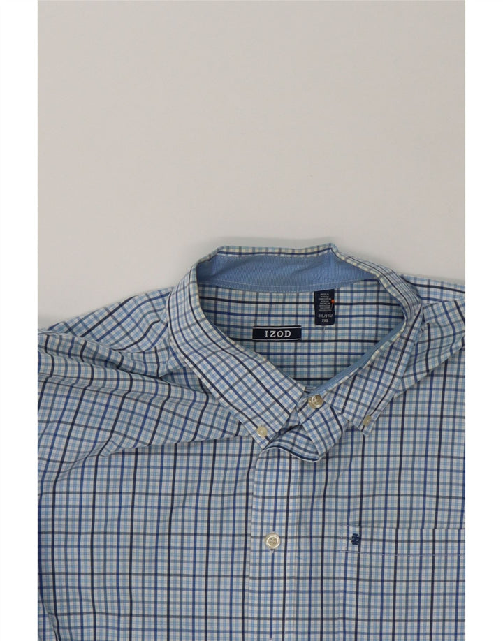 IZOD Mens Shirt 2XL Blue Check Cotton Vintage Izod and Second-Hand Izod from Messina Hembry 