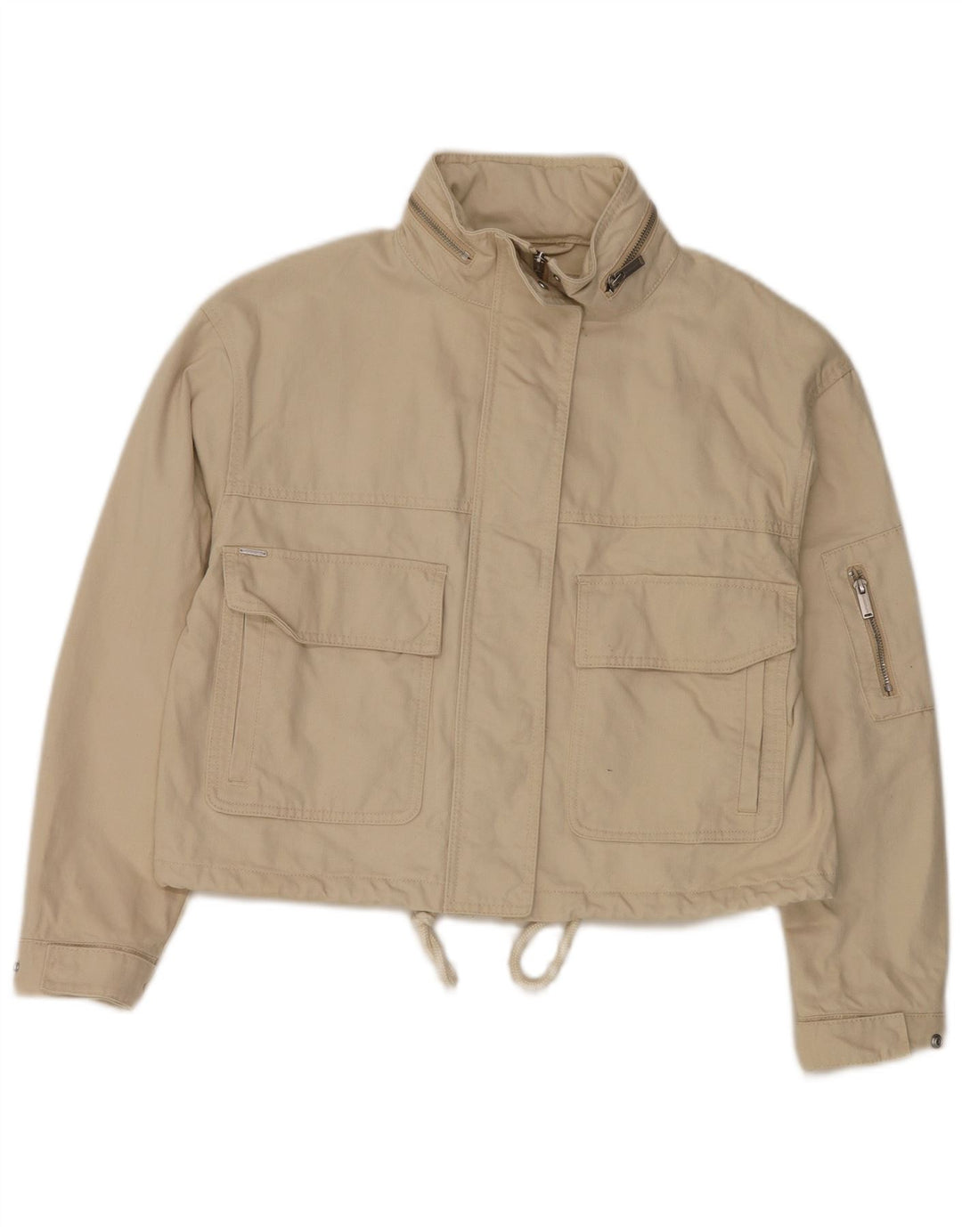 Женская укороченная куртка оверсайз Superdry UK 8, маленький размер, бежевый хлопок