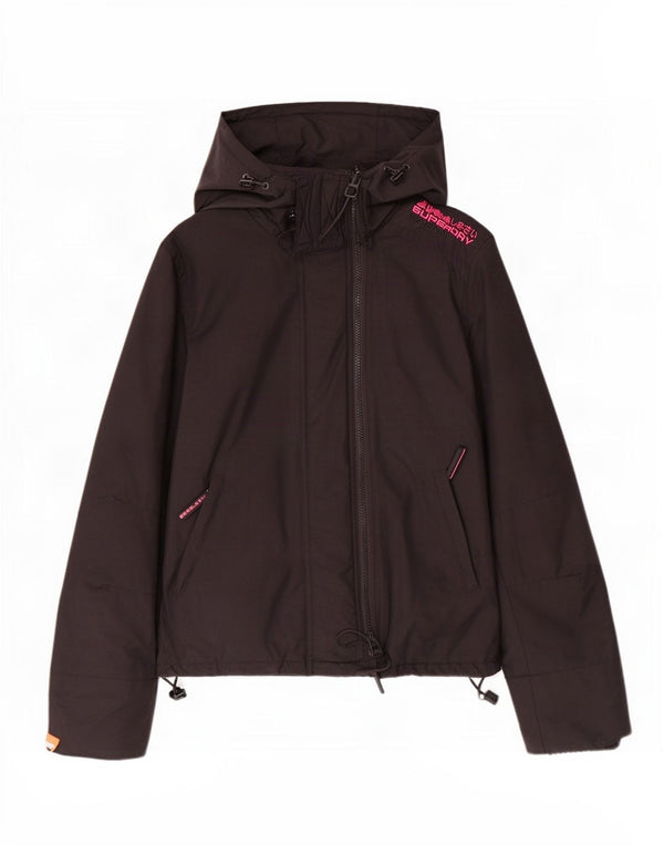 Женская ветровка с капюшоном Superdry UK 10, маленькая, черный нейлон