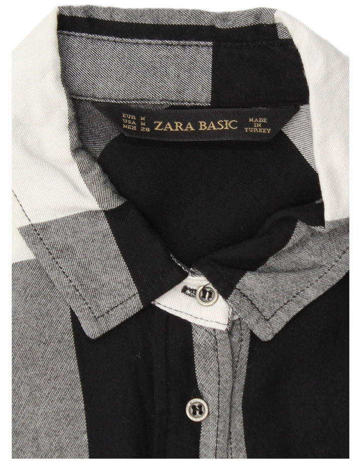 Женская рубашка Zara UK 12, средний черный в клетку