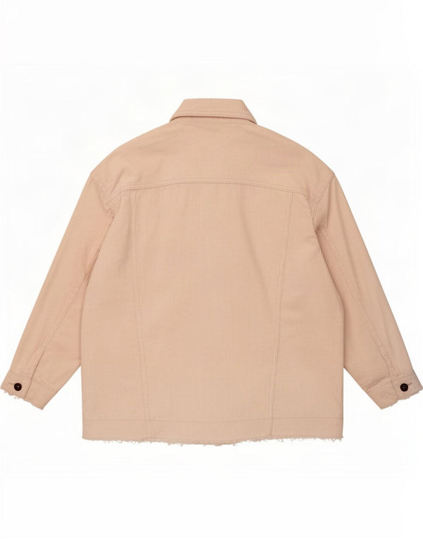 Женская вельветовая куртка оверсайз Zara UK 14, хлопковый средний оттенок белого цвета