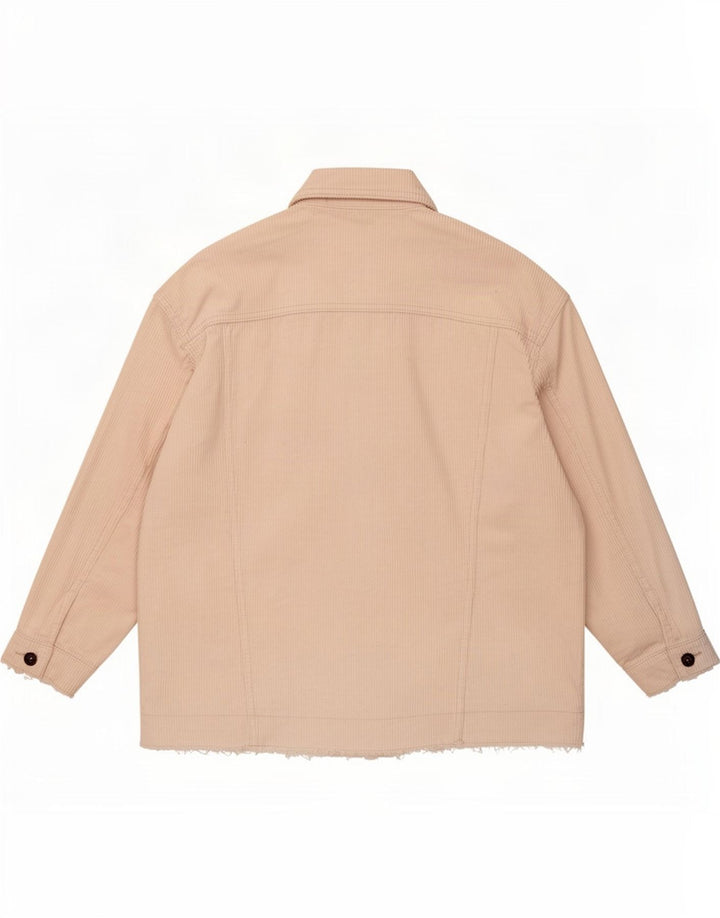 Женская вельветовая куртка оверсайз Zara UK 14, хлопковый средний оттенок белого цвета