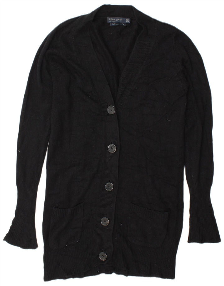 Женский удлиненный кардиган Zara UK 14, средний черный шелковый
