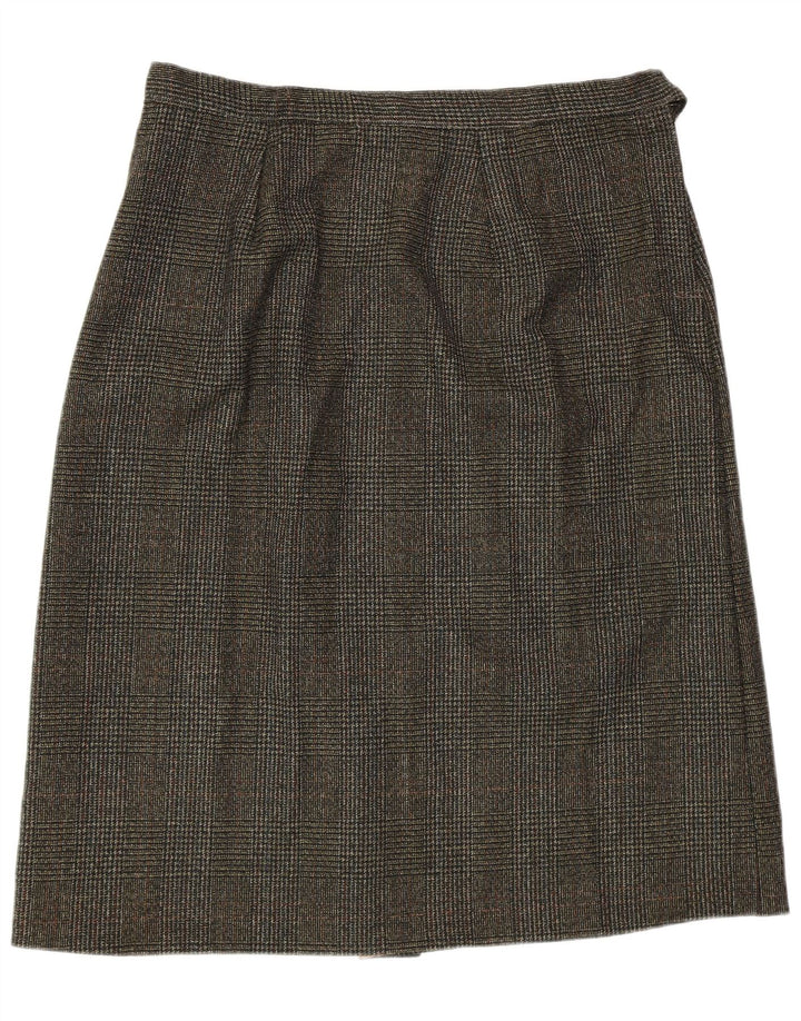 VINTAGE Womens A-Line Skirt W32 Large  Green Houndstooth