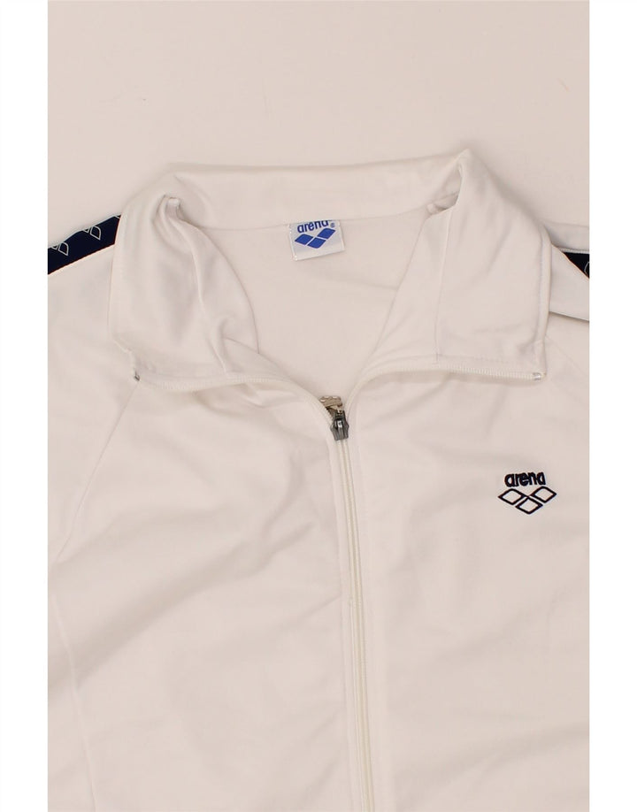 ARENA Womens Graphic Tracksuit Top Jacket UK 16 Large White Polyester Vintage Arena and Second-Hand Arena from Messina Hembry 
