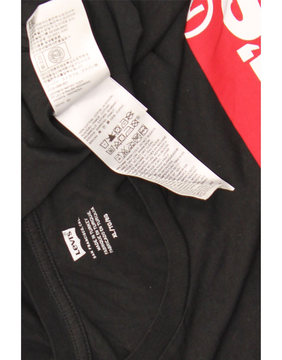 Мужской топ с рисунком Levi's с длинным рукавом XL, черный хлопок