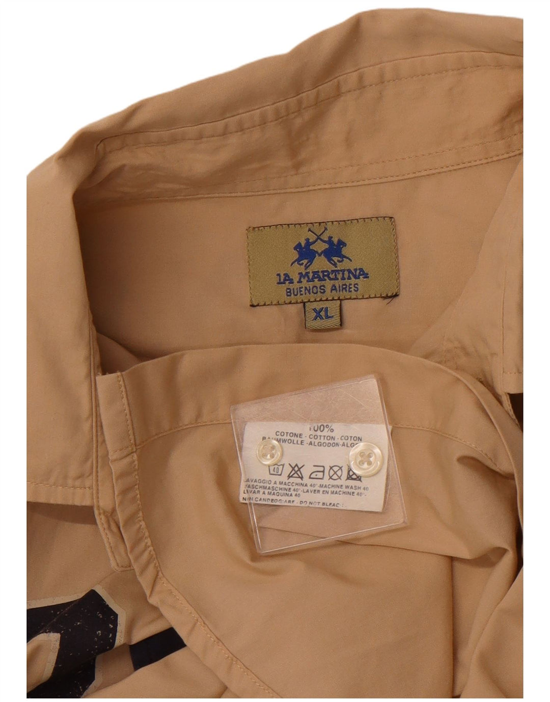 LA MARTINA Мужская рубашка с рисунком королевского темно-синего цвета, XL, бежевый, хлопок с цветными блоками