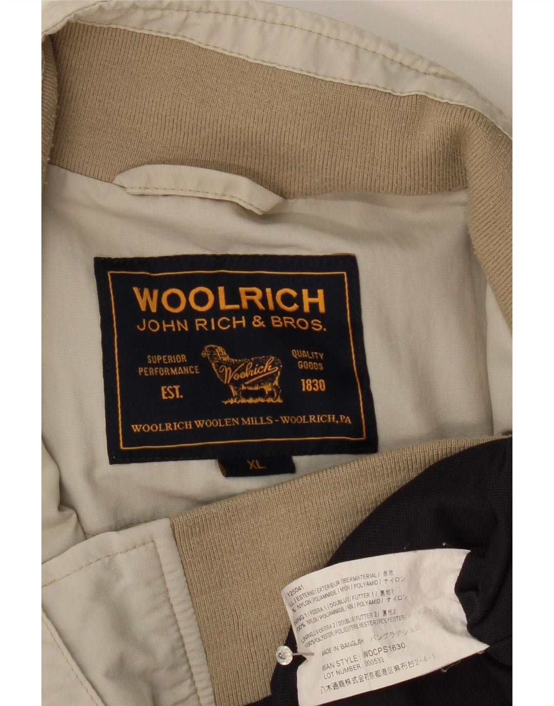 Куртка-бомбер Woolrich для мальчиков 15–16 лет, XL, бежевый нейлон