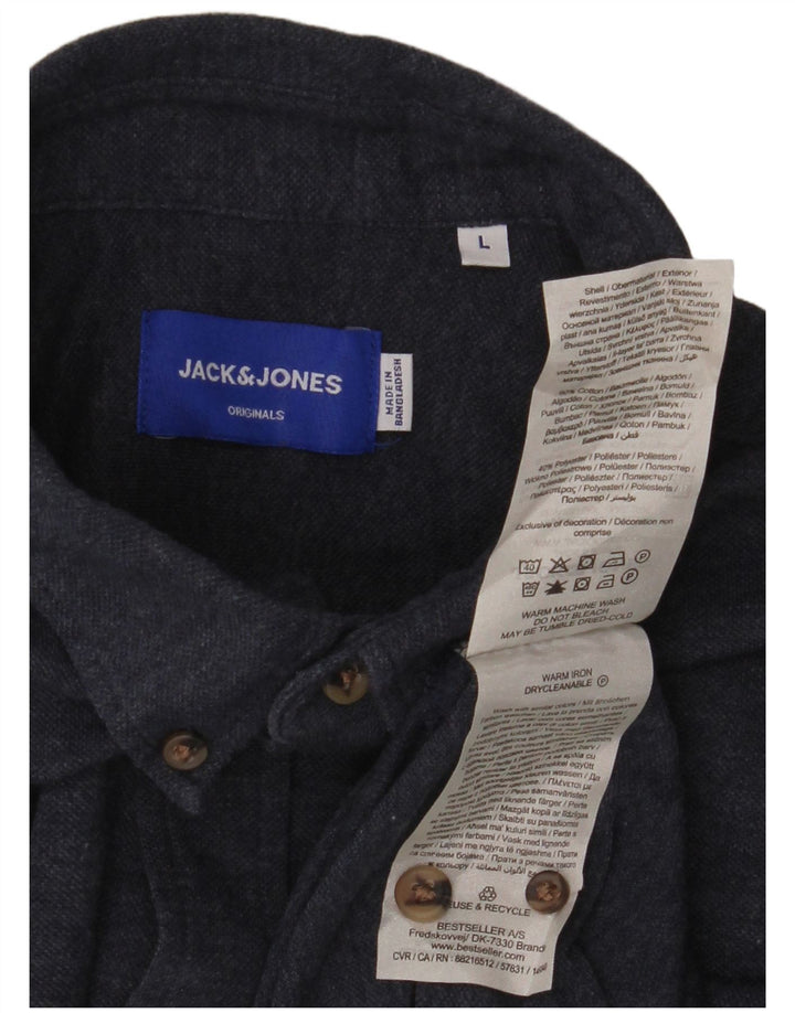 Мужская рубашка Jack & Jones, темно-синяя, хлопковая, большая