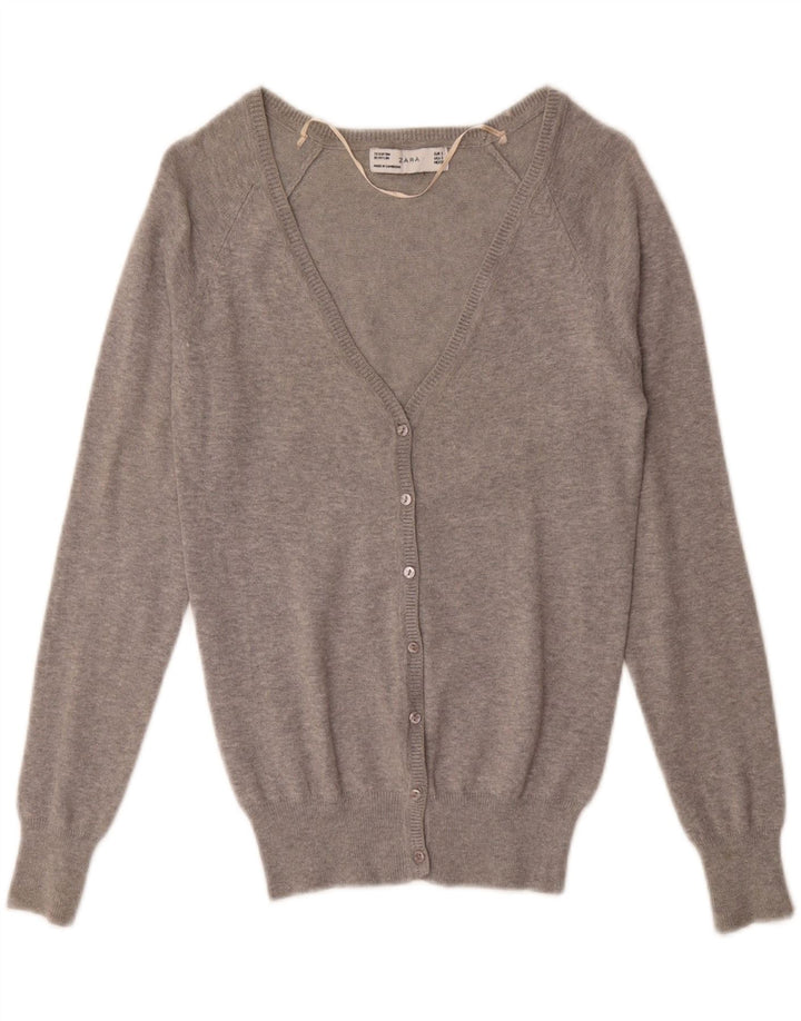 Женский кардиган Zara UK 10, маленький серый хлопковый свитер