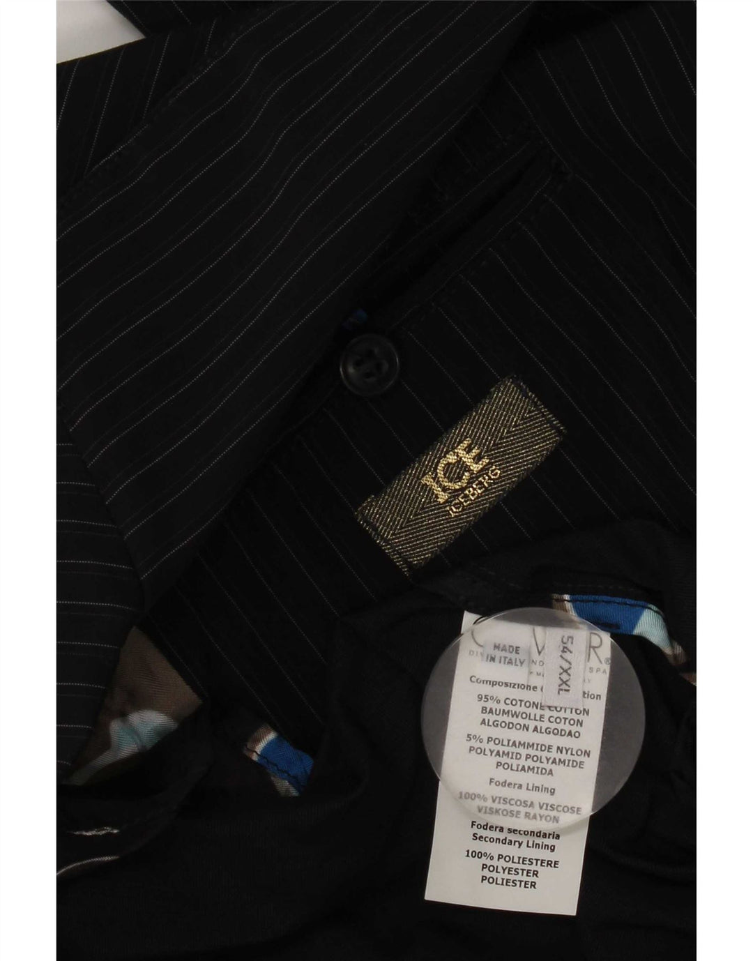 Мужской пиджак Iceberg, 2 пуговицы, размер IT 54 / 2XL, тёмно-синий в тонкую полоску, хлопок