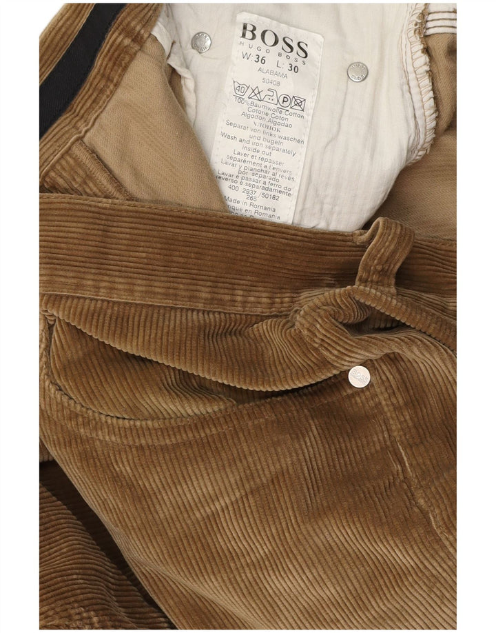 Мужские прямые вельветовые брюки HUGO BOSS Alabama W36 L30, коричневые, хлопковые