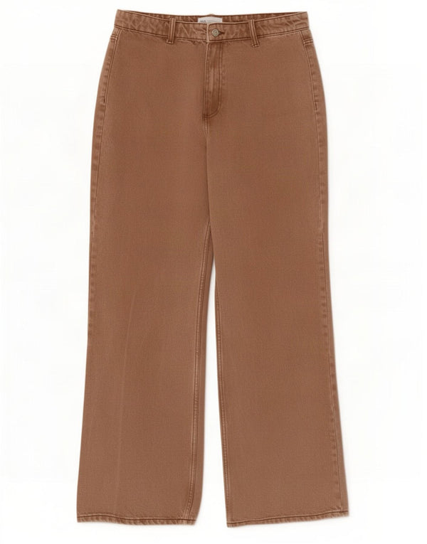 Zara Womens Wide Leg Jeans EU 44 XL W32 L31 Brown Cotton