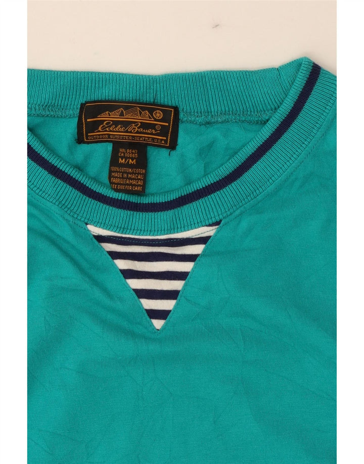 EDDIE BAUER Womens Crew Neck Jumper Sweater UK 14 Medium Turquoise Cotton Vintage Eddie Bauer and Second-Hand Eddie Bauer from Messina Hembry 