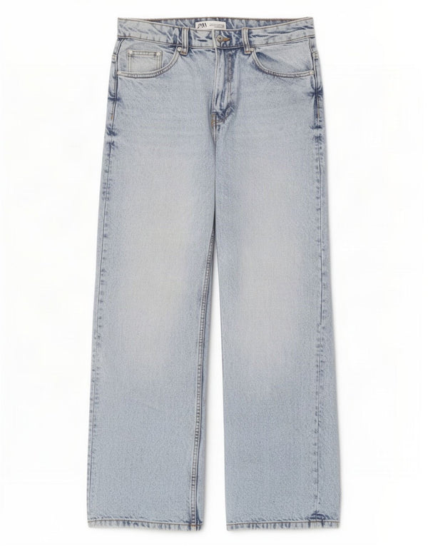 Женские широкие джинсы Zara EU 40 Medium W30 L30 Синие, хлопок