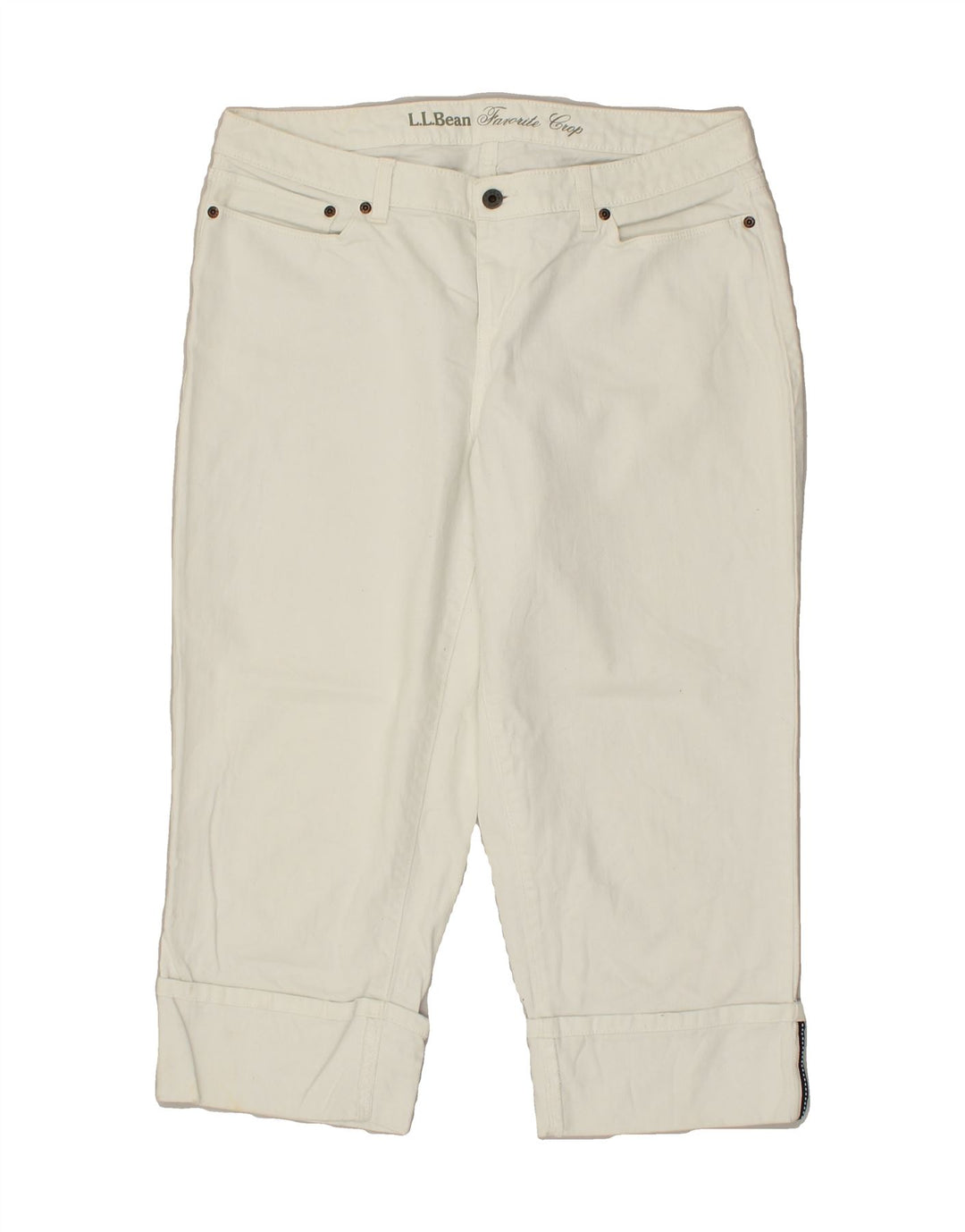 L.L.BEAN Womens Straight Fit Crop Casual Trousers US 14 XL W36 L22  White | Vintage L.L.Bean | Thrift | Second-Hand L.L.Bean | Used Clothing | Messina Hembry 