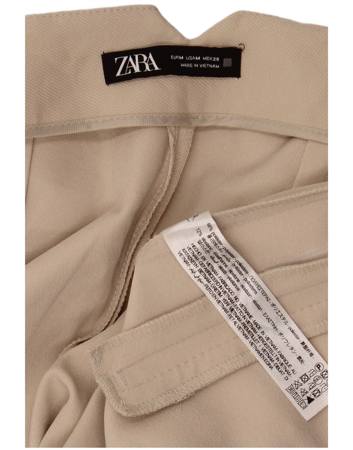 Zara Женские широкие укороченные брюки среднего размера W28 L26 Бежевый полиэстер