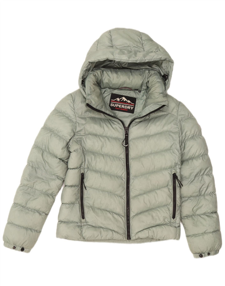 Женская утепленная куртка с капюшоном Superdry UK 12, средний зеленый полиэстер