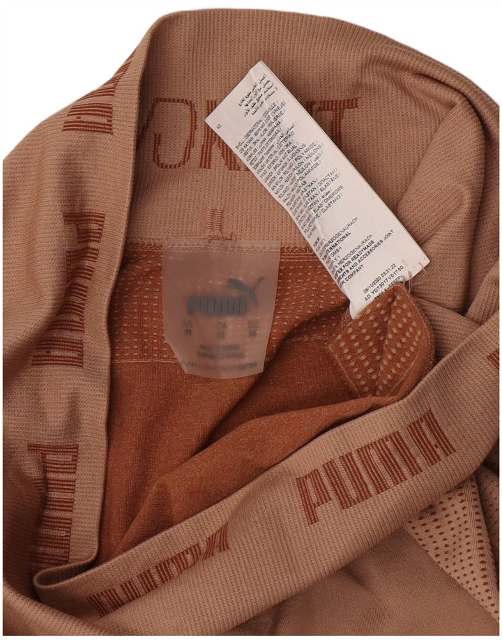 Женские укороченные леггинсы с рисунком Puma UK 12, нейлон среднего бежевого цвета с геометрическим рисунком