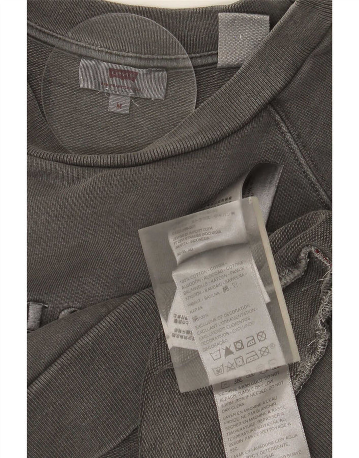 Женский укороченный свитшот оверсайз с рисунком Levi's, Великобритания 14, средний серый