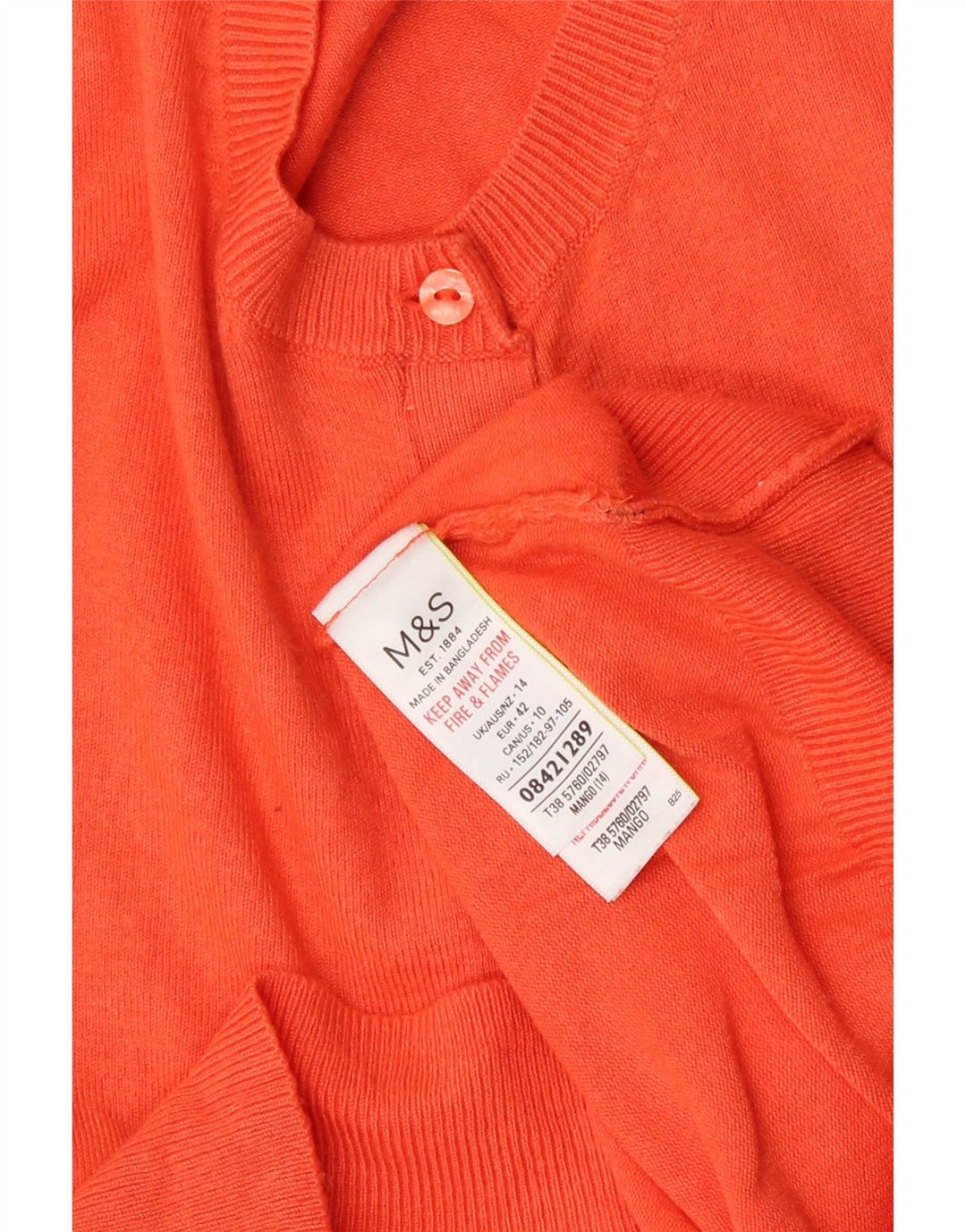 Женский укороченный кардиган Marks & Spencer UK 14, вискоза среднего оранжевого цвета