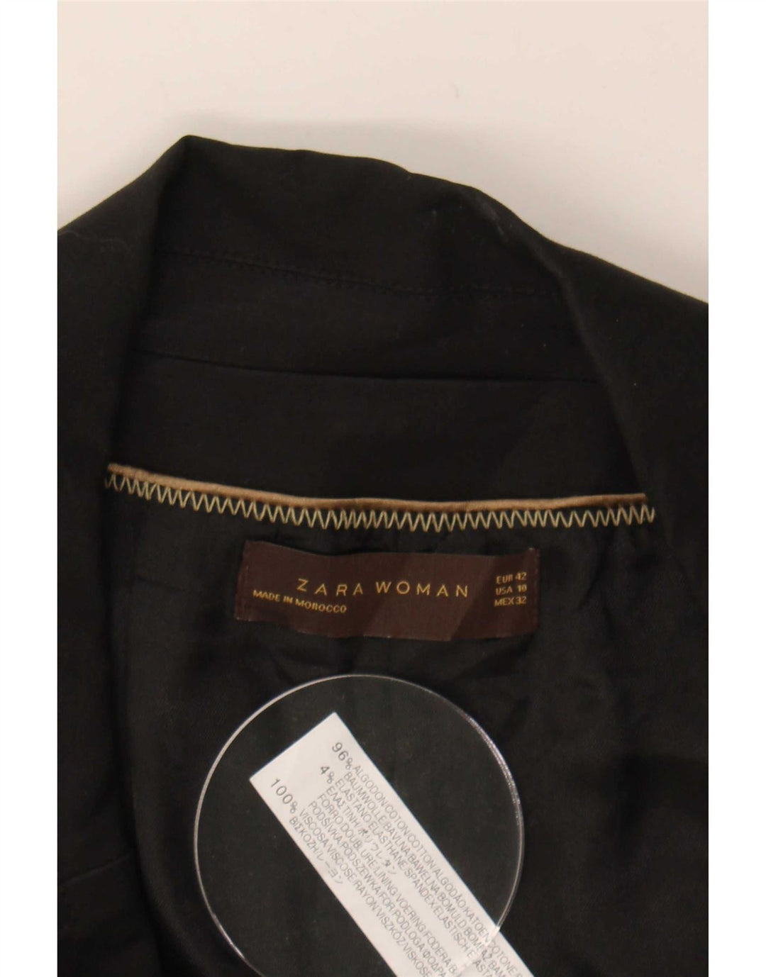 Женский пиджак Zara EU 42, большой черный хлопок
