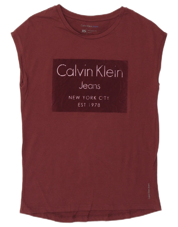 Женская футболка с рисунком Calvin Klein Top UK 6 XS Бордовый