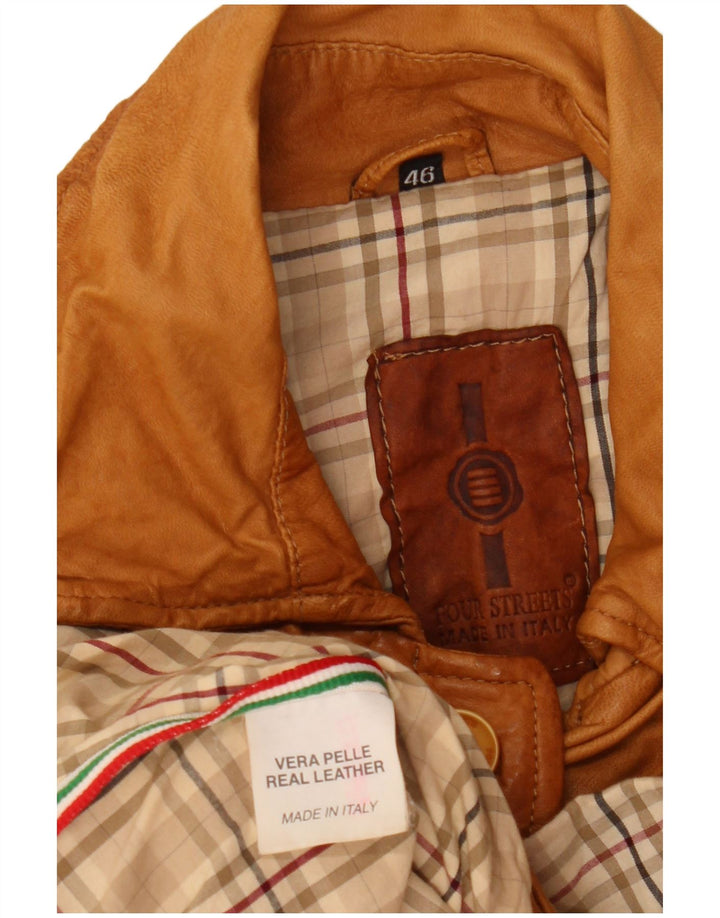 Винтажная женская кожаная куртка IT 46, большая коричневая кожа