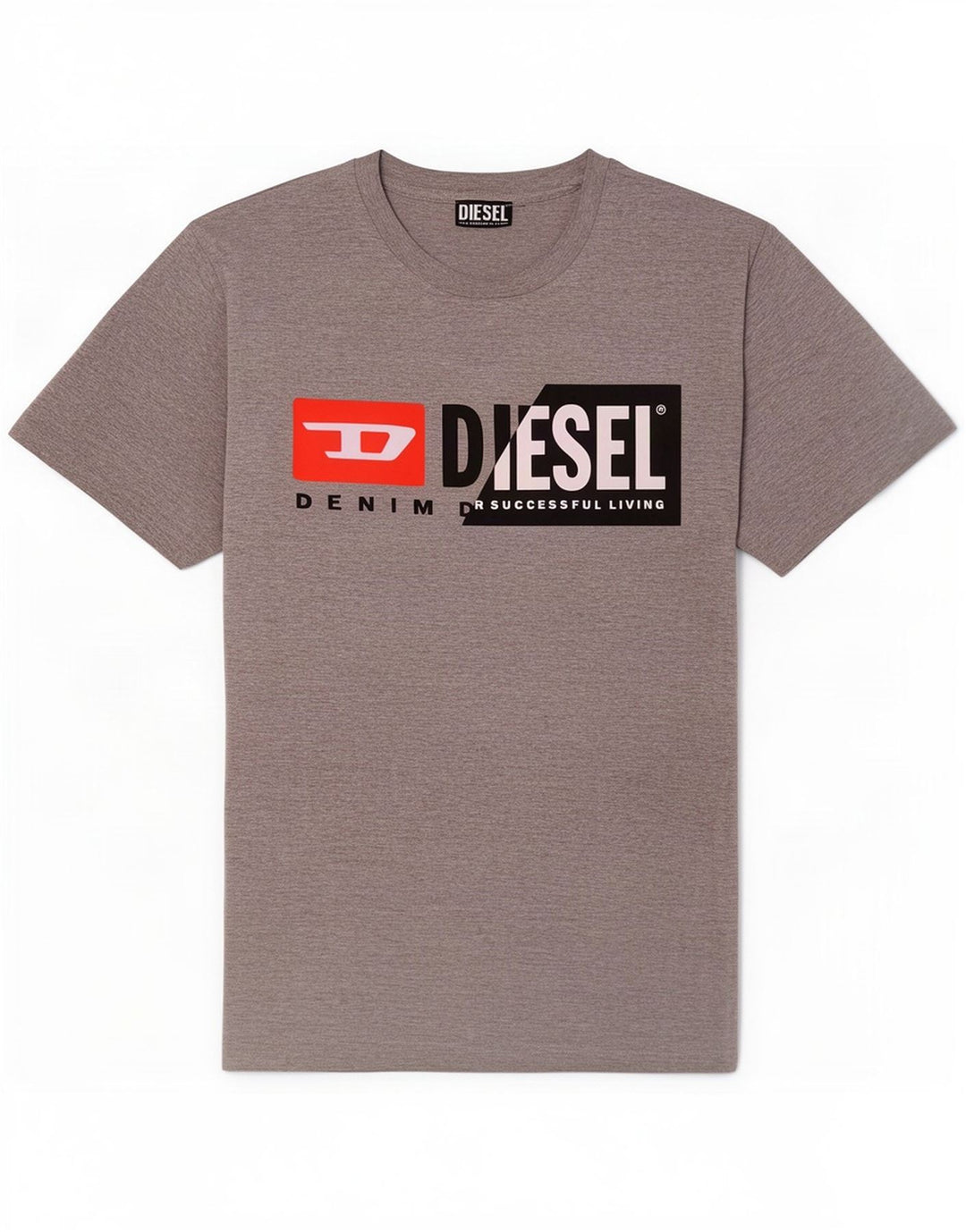 Мужская футболка Diesel с рисунком, хлопковый топ среднего серого цвета с крапинками