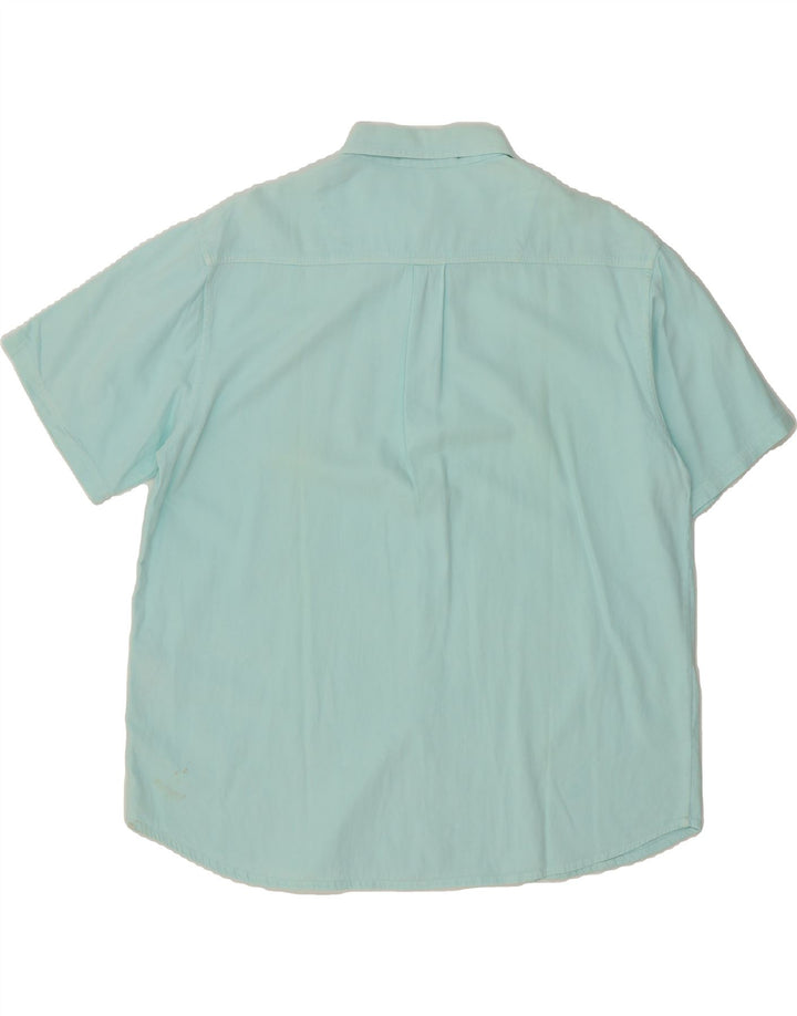 VINTAGE Mens Short Sleeve Shirt Large Blue Cotton Vintage Vintage and Second-Hand Vintage from Messina Hembry 