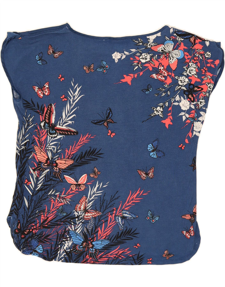 OASIS Womens Sleeveless Blouse Top UK 12 Medium Blue Floral Vintage Oasis and Second-Hand Oasis from Messina Hembry 